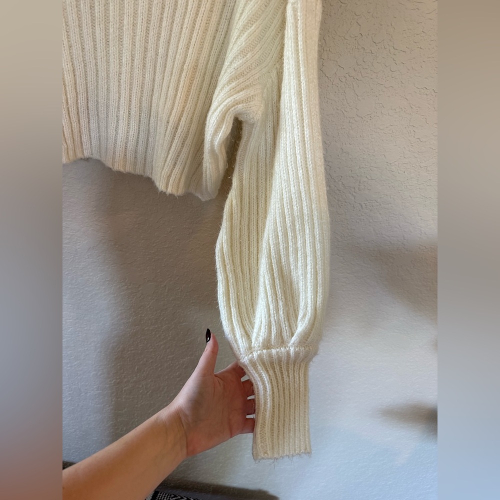 Urban Outfitters Cream Ribbed Cowl Neck Sweater - Picture 4 of 5